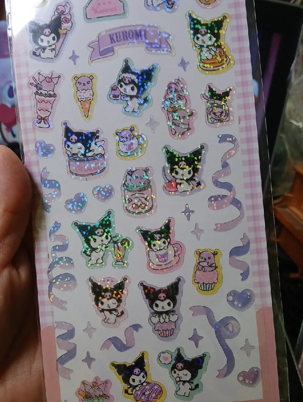 Kuromi Holographic Sticker Sheet - Pink Accents